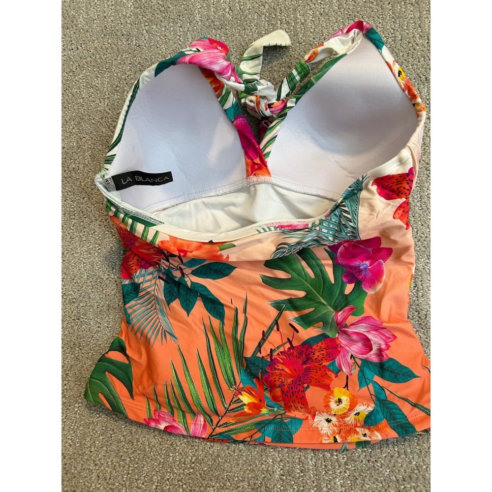 La Blanca Halter Tankini Top Tropical Floral Swimsuit Bird Paradise size 6 - Picture 3 of 4